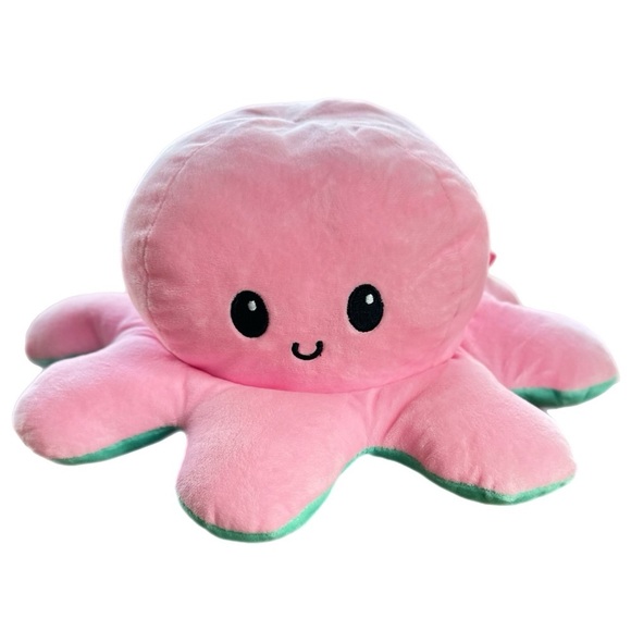 Large Flippy Octopus Emotion Plush Pink/Blue - Picture 2 of 6
